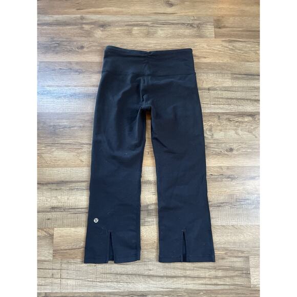 Lululemon Gather & Crow Crop Athletic Leggings Black Yoga Workout Active Size 4 - Picture 2 of 3